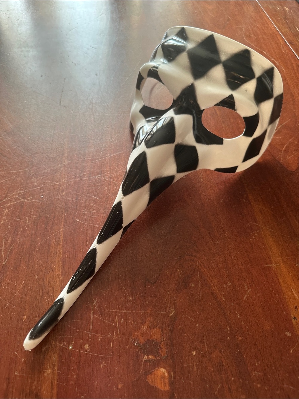 Black and White Harlequin Venetian Plague Mask - Mask